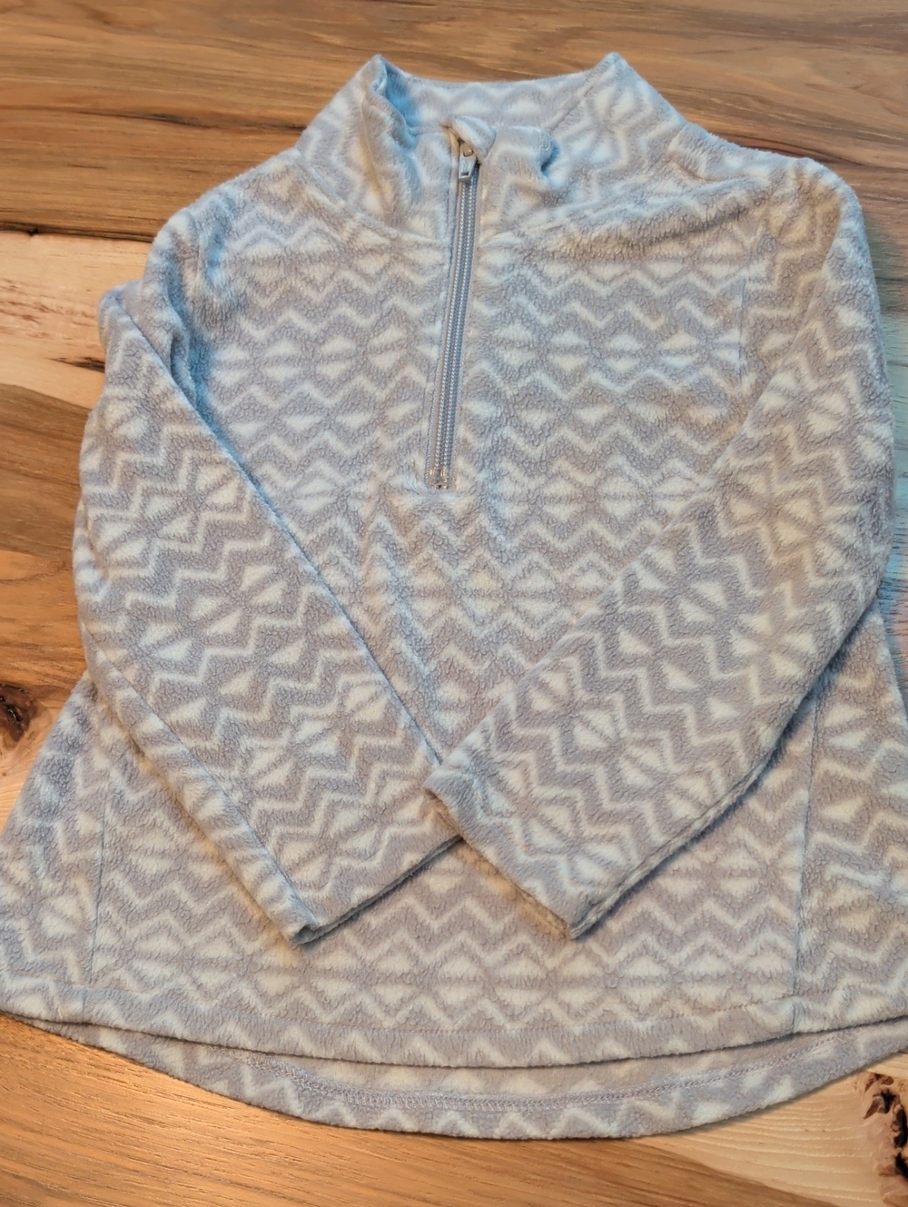 Old Navy Light Gray Patterned Half-Zip Fleece Pullover